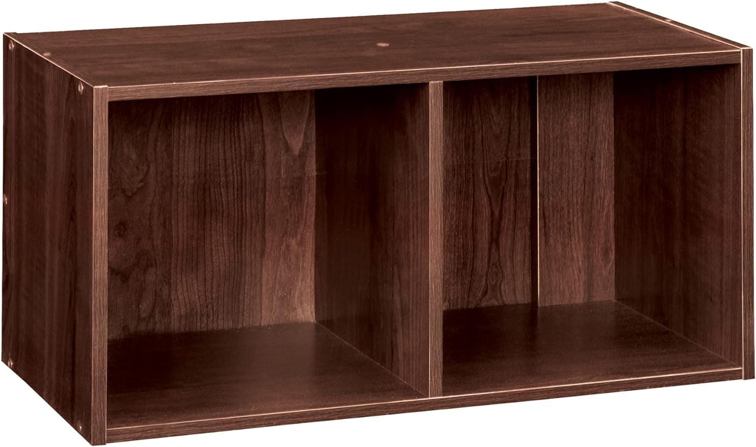 Dark Cherry 24.6" Laminated Wood 2-Cube Bookcase Organizer