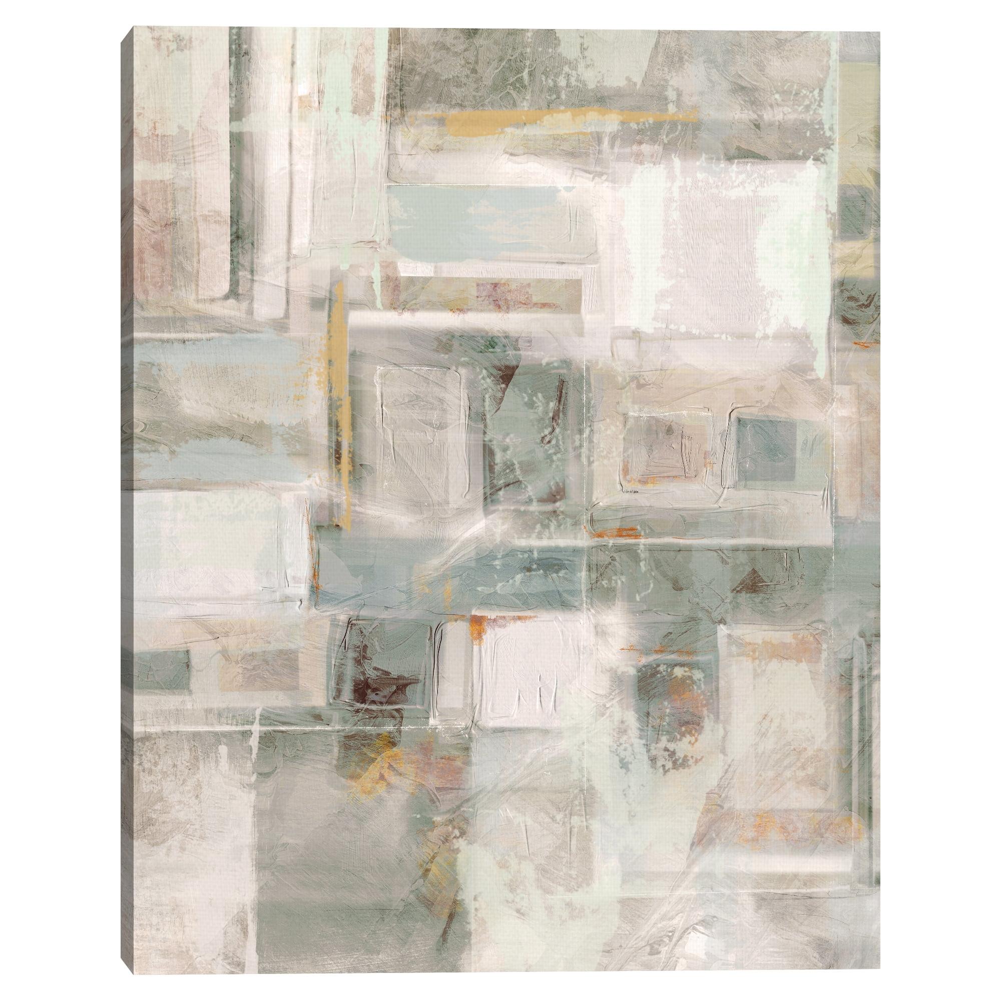 Green and Ivory Abstract Canvas Art Print, 24" x 36"