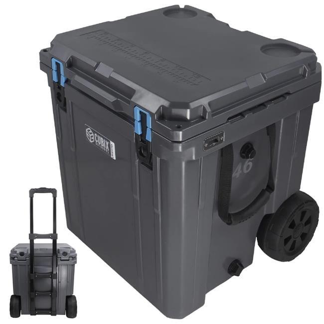Cubix Outdoors 46 QT QuadraX Wheeled Portable Insulated Hard Cooler - Fits 26 Cans - Granite Gray