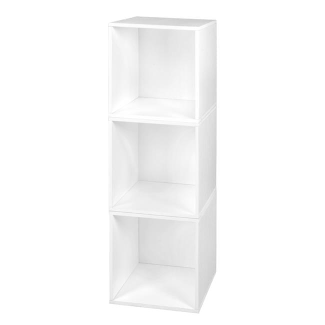 Niche Cubo Storage Organizer Open Bookshelf Set- 3 Cubes- White Wood Grain