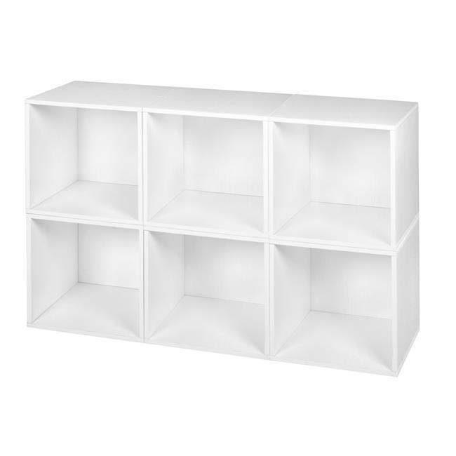 Cubo Storage Set with 6 Cubes, White Wood Grain