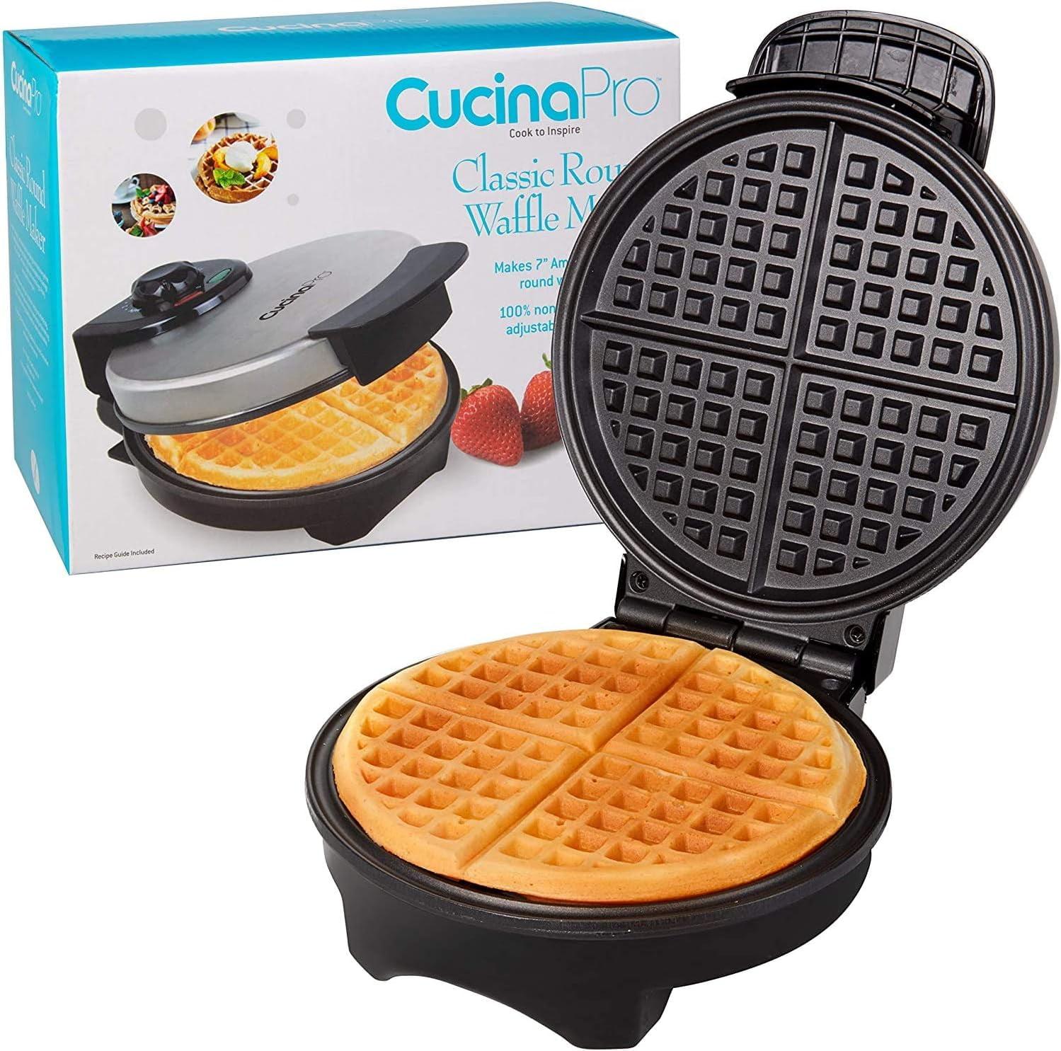 Cucina Pro Waffle Maker- Griddle Makes 7 Inch Thin, American Style Waffles for Breakfast - Non-Stick Waffler Iron with Adjustable Browning Control