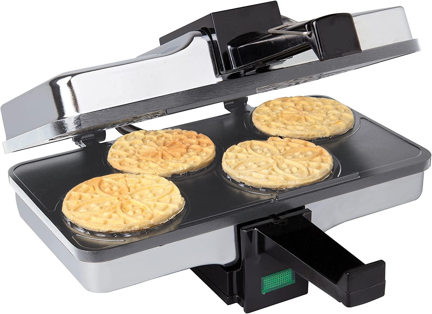 CucinaPro Piccolo Pizzelle Baker- Nonstick Electric Press Makes 4 Mini Cookies at Once w Recipe Guide - Fun Baking Supplies for Parties & Desserts