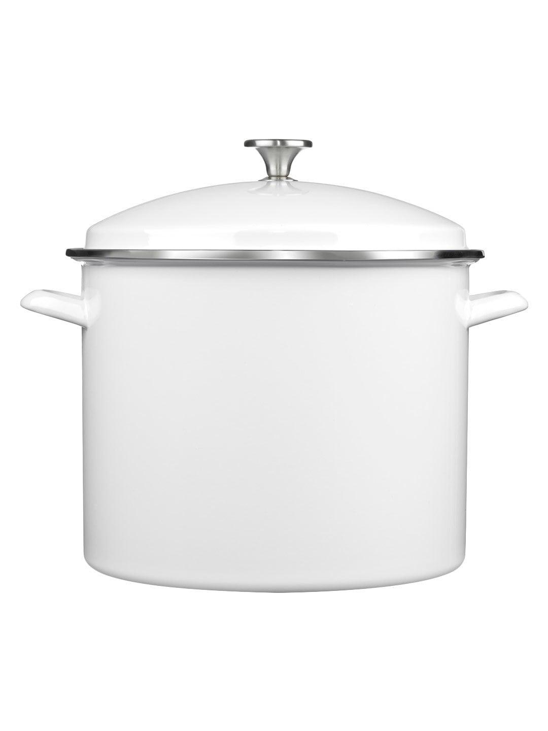 White Enamel 16 Quart Covered Stockpot