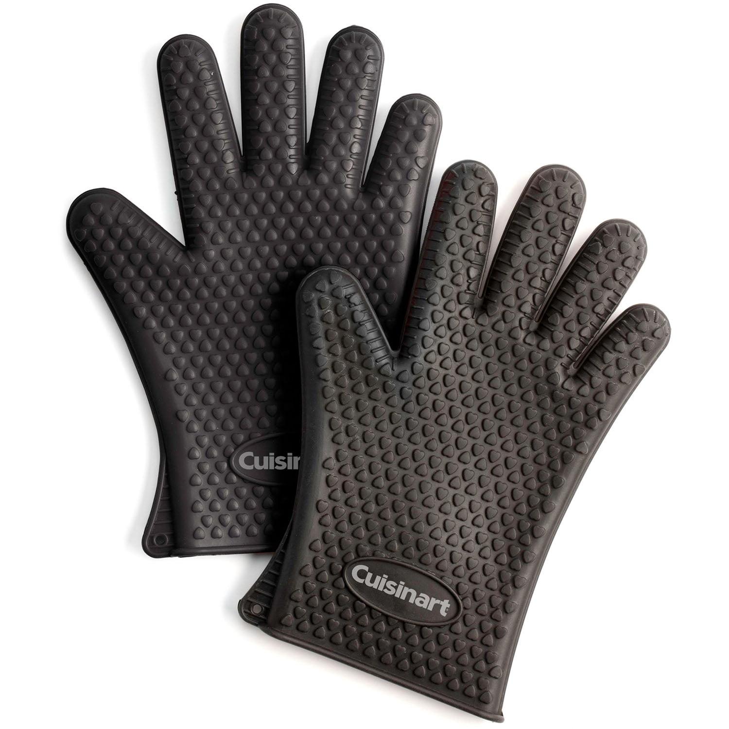 Black Heat Resistant Silicone Grill Gloves, 12-inch