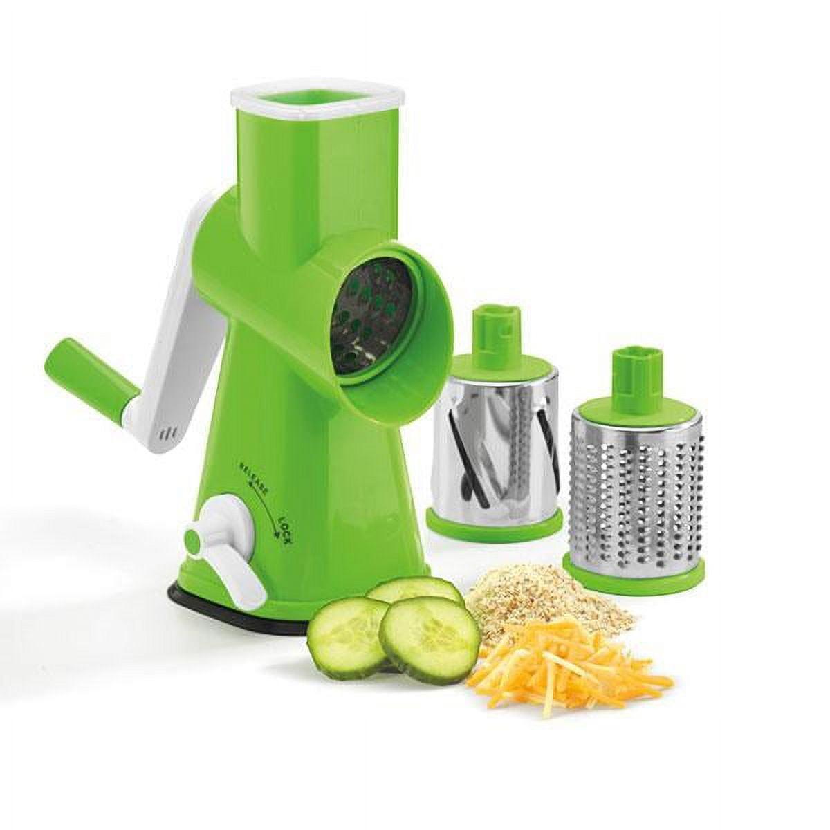 Green Rotary Drum Grater with Stainless Steel Drums