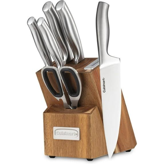 Cuisinart 7 Pc Stainless Steel Essentials Cutlery Block Set with Built in Sharpener