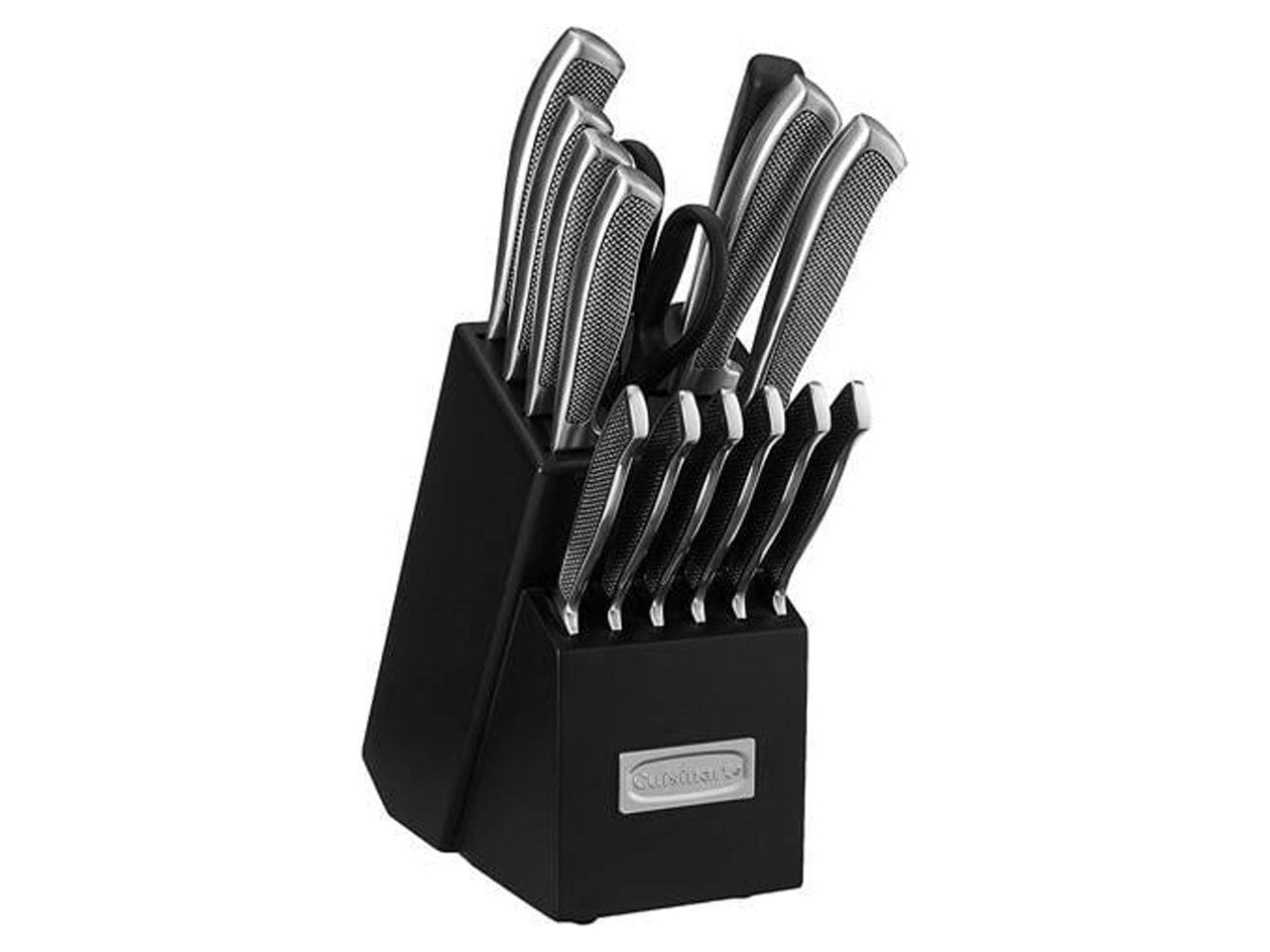 15-Piece Stainless Steel Knife Block Set with Ergonomic Handles