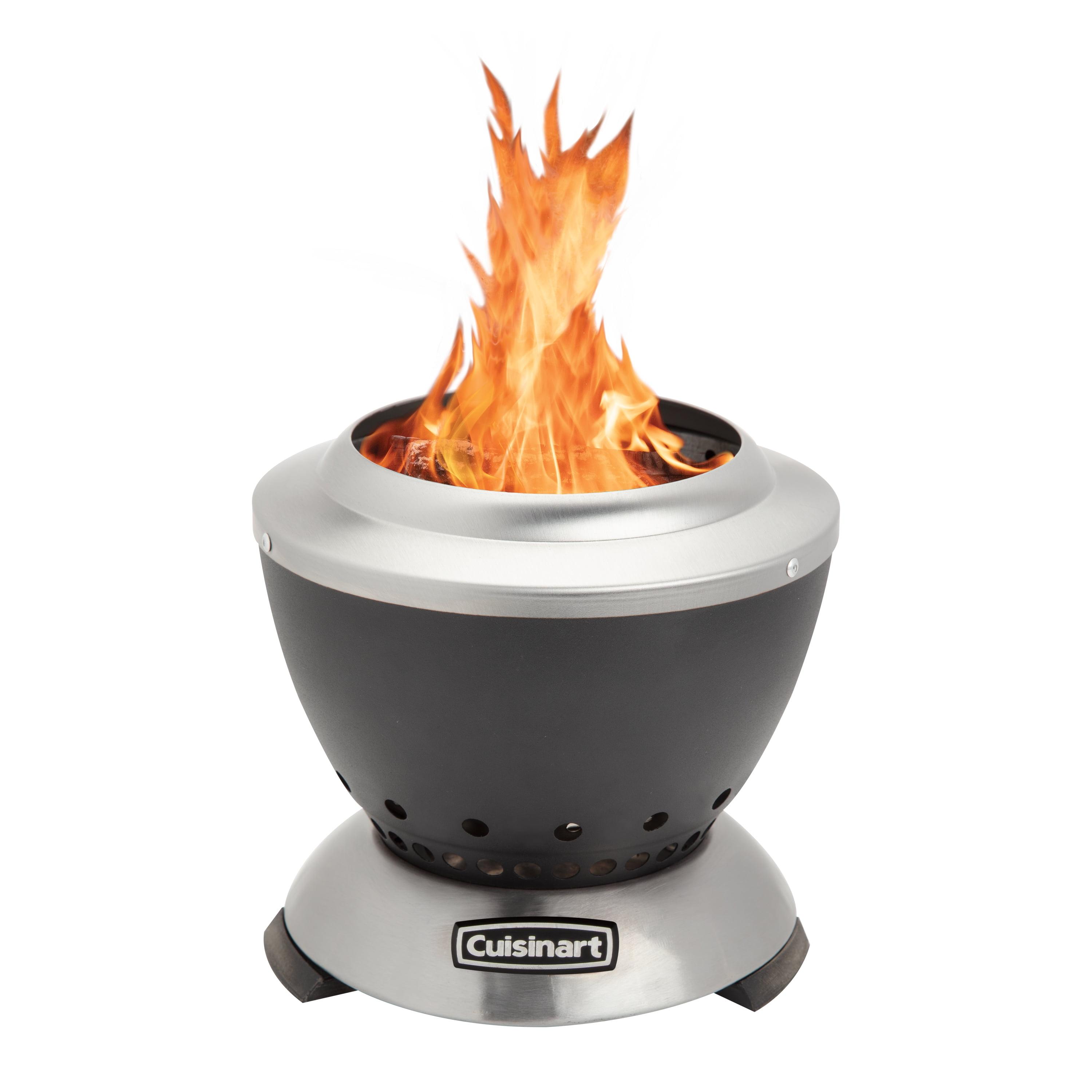 Cuisinart 7.5-In. Cleanburn Smokeless Outdoor Tabletop Fire Pit with Dual Fuel Compatibility in Black/Stainless Steel