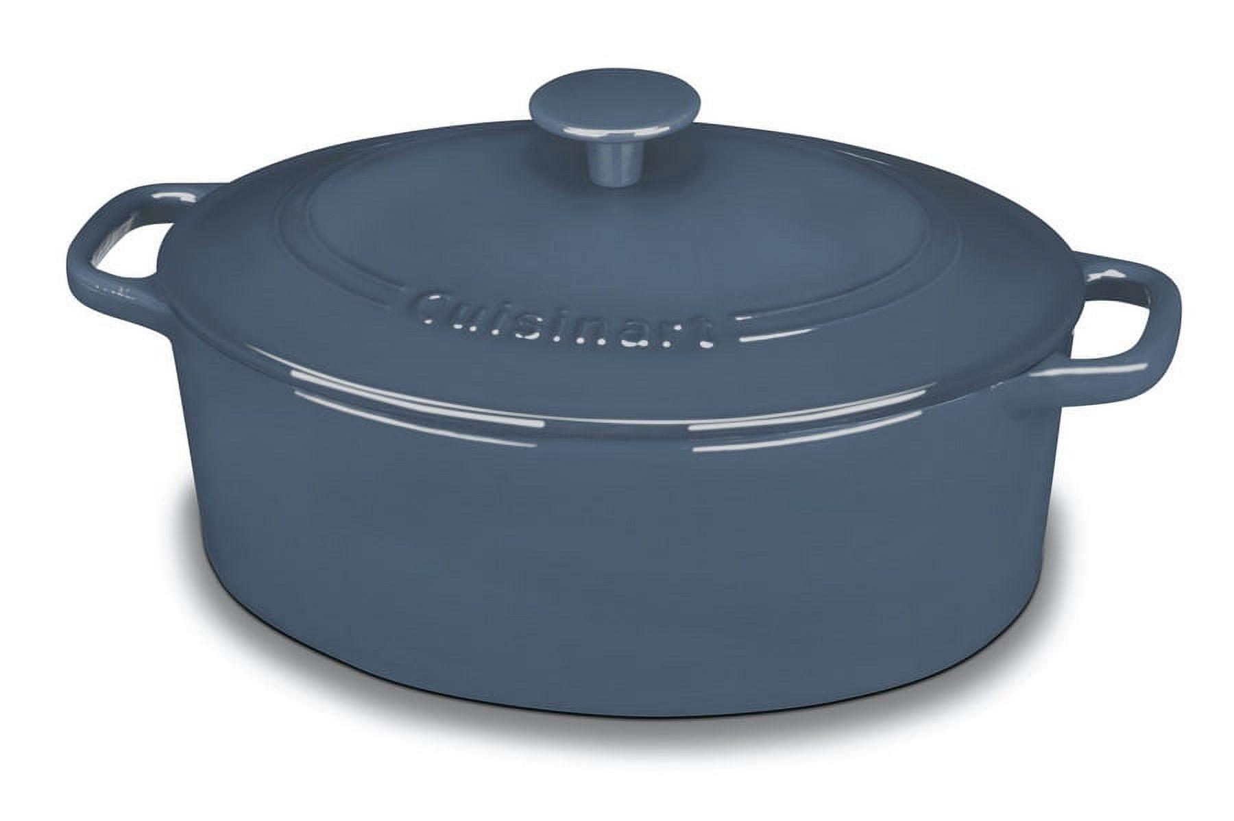 Blue Enameled Cast Iron Non-stick Oval Casserole, 5.5 qt