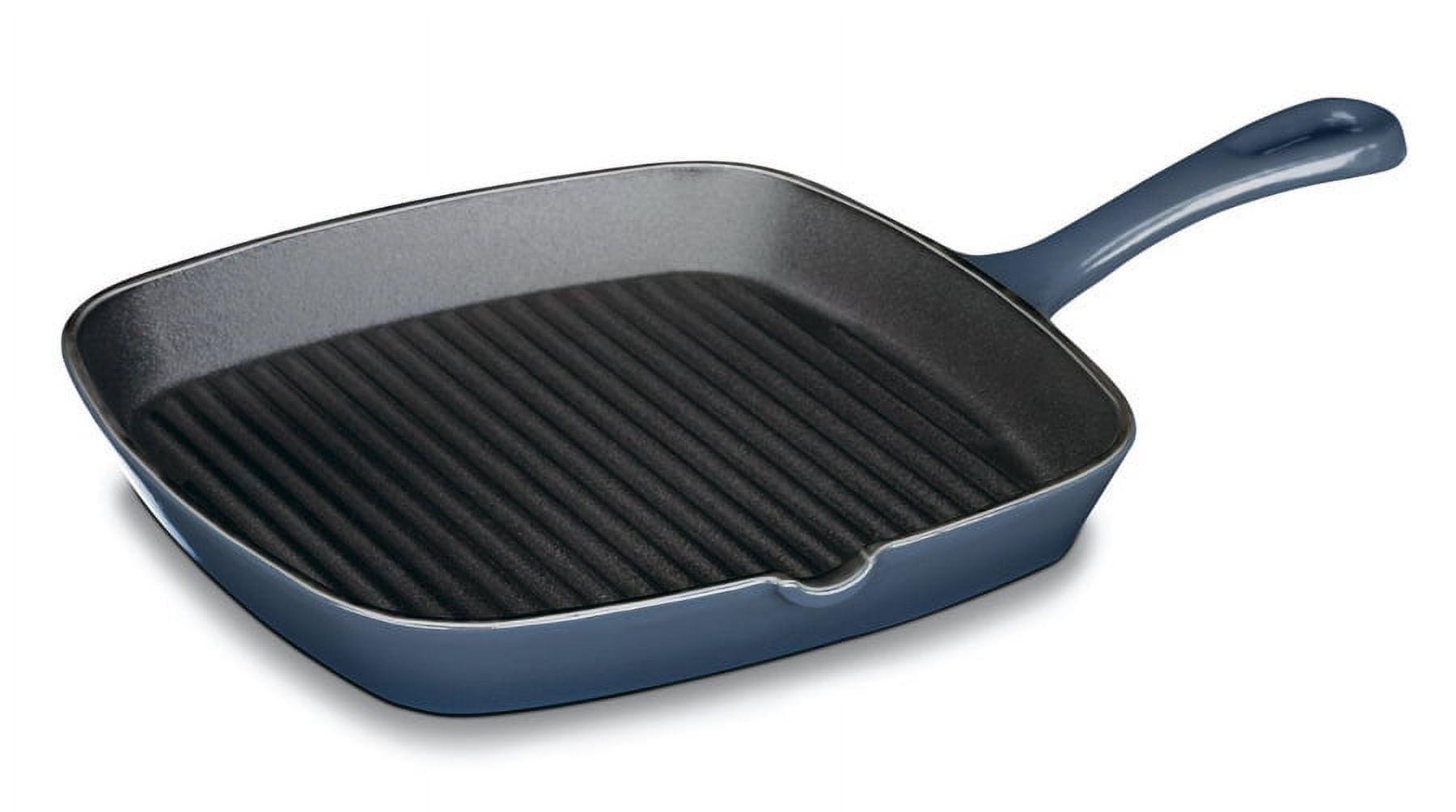 Cuisinart Chef's Classic 9.25" Enameled Cast Iron Square Grill Pan CI30-23BG - Blue: Stovetop Griddle, Oven-Safe Handle