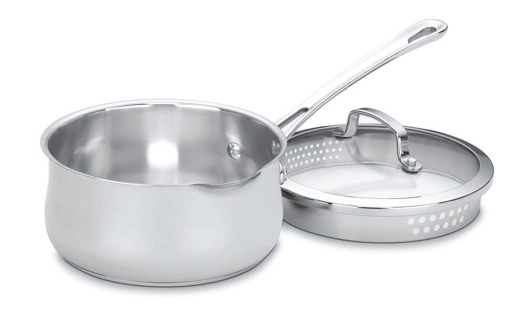 Stainless Steel 2-Quart Saucepan with Pour Spout and Lid