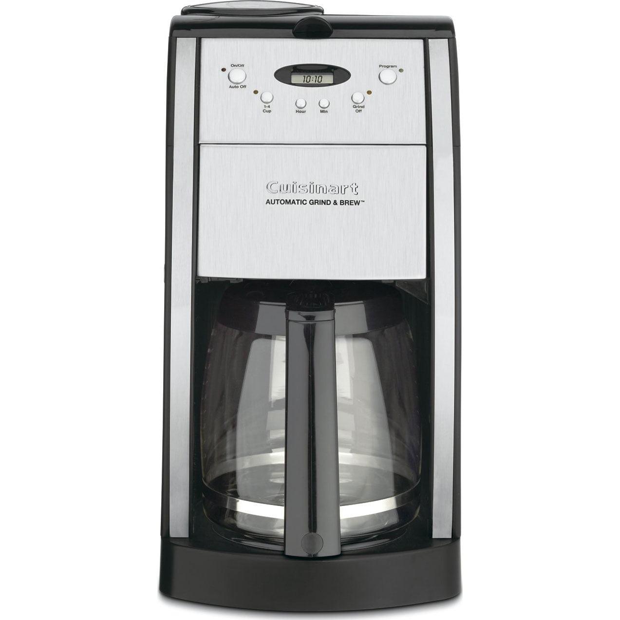 Elegant 12-Cup Black Chrome Programmable Coffeemaker with Grinder & Water Filter