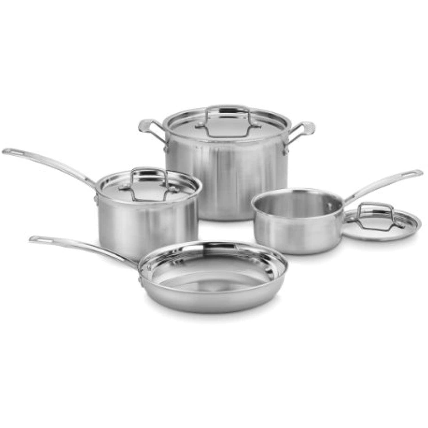 Stainless Steel 7-Piece Cookware Set with Tri-Ply Construction