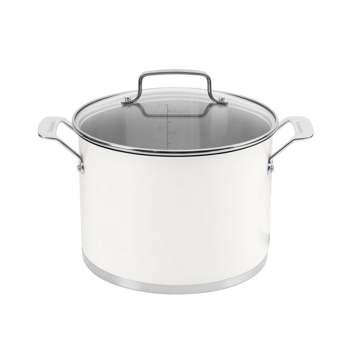 Cuisinart Matte 6qt Stainless Steel Stockpot with Cover MW8966-22 - White: Tri Ply, Dishwasher & Oven Safe, Glass Lid