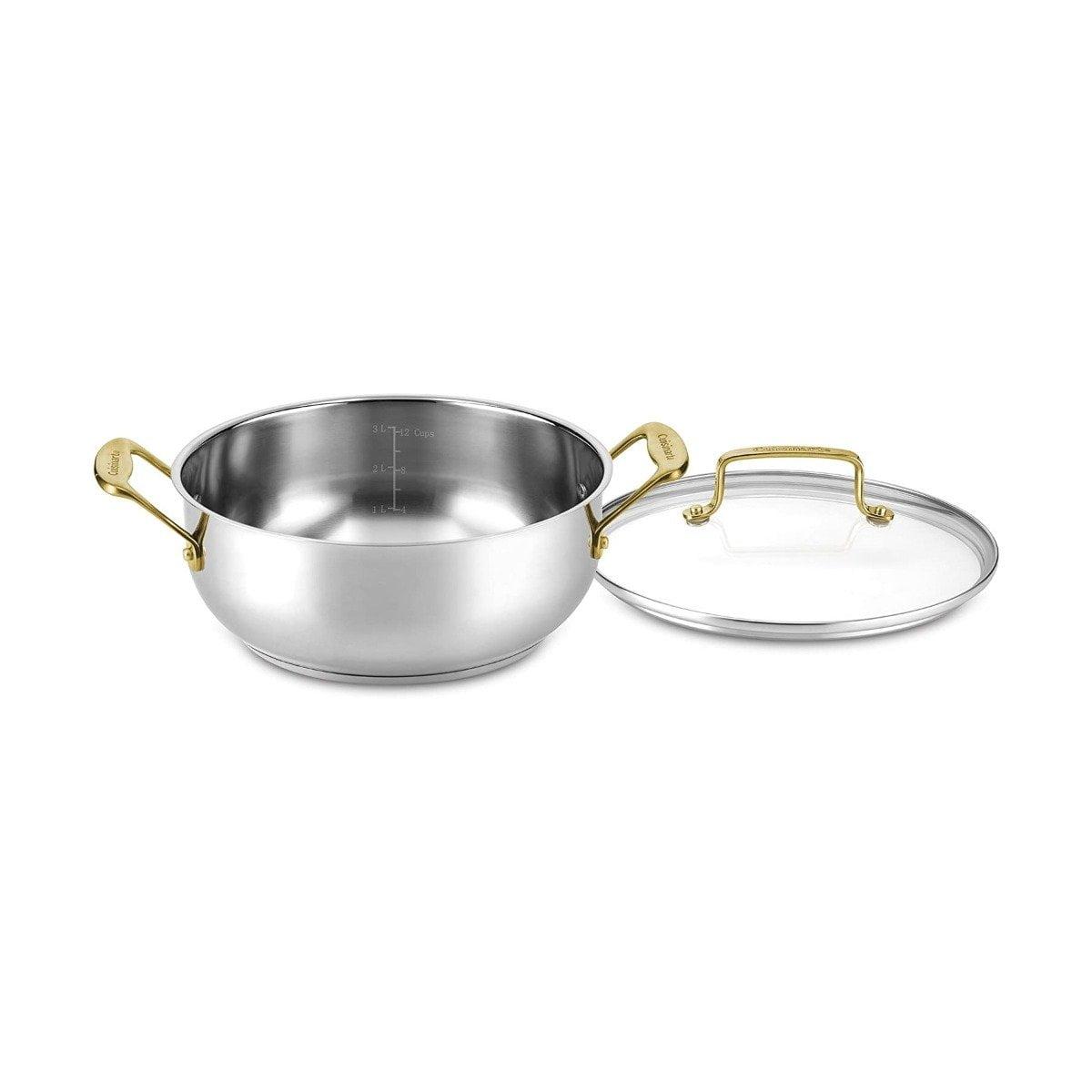 4 Qt Stainless Steel Dutch Oven with Gold Handles