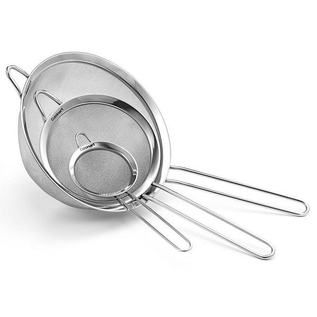 Cuisinart 3 Piece Stainless Steel Mesh Strainer Set for for Sifting, Straining and Draining Vegetables, Pastas, Flour, Tea
