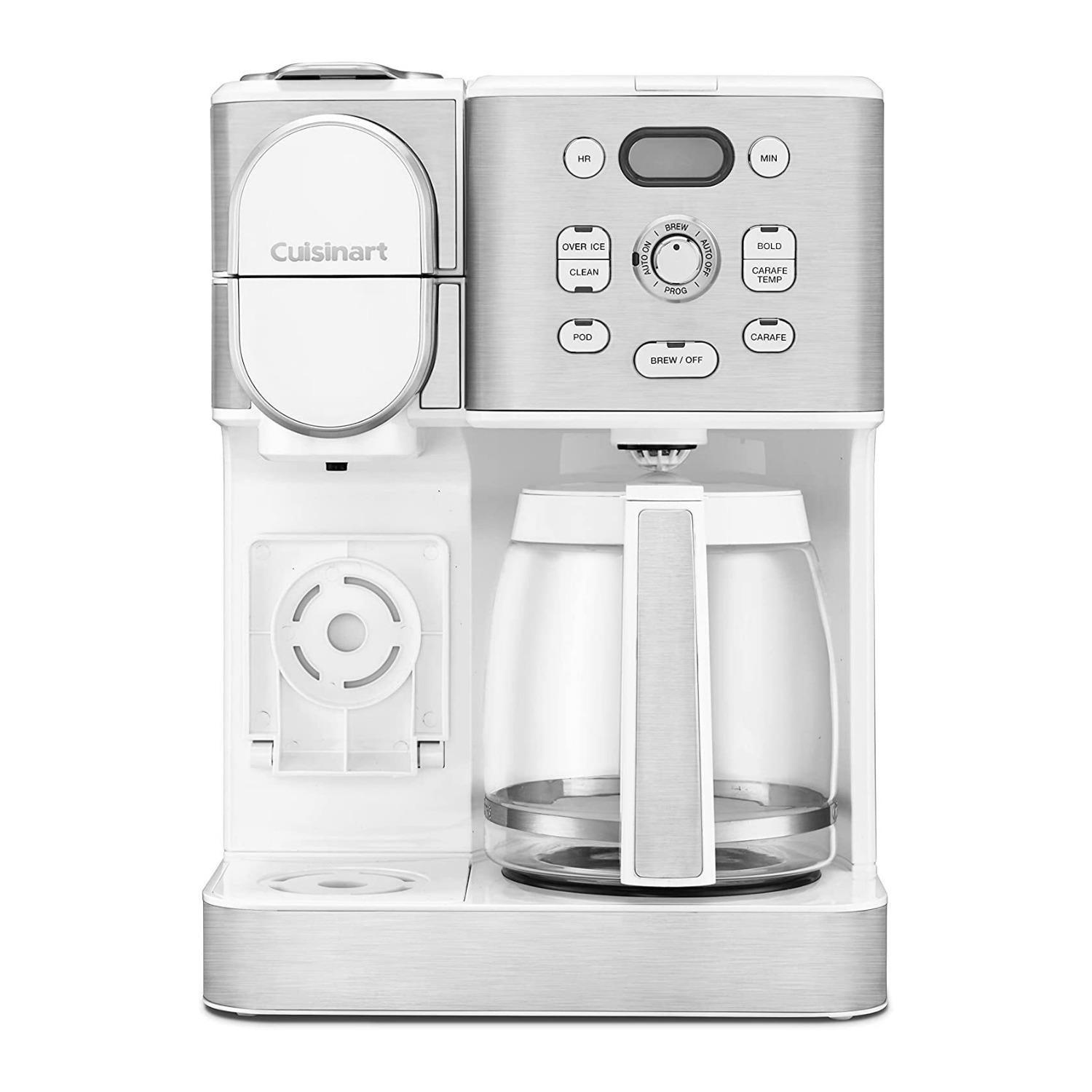 Cuisinart Coffee Center 2-IN-1 Coffee Maker and Single-Serve Brewer - White - SS-16W: Drip & Single Serve, 12 Cup, Programmable