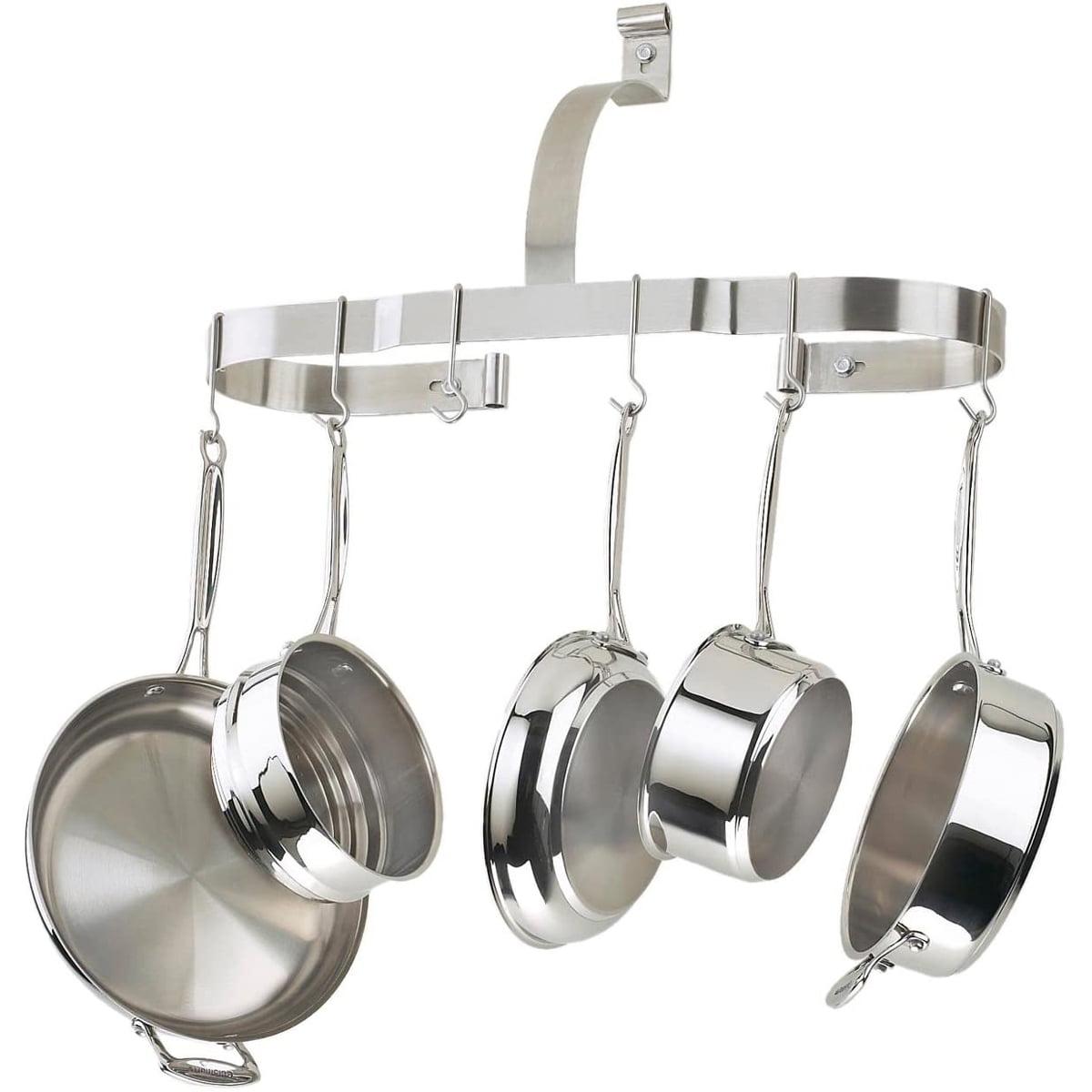 Stainless Steel Wall Mounted Oval Pot Rack with Hooks