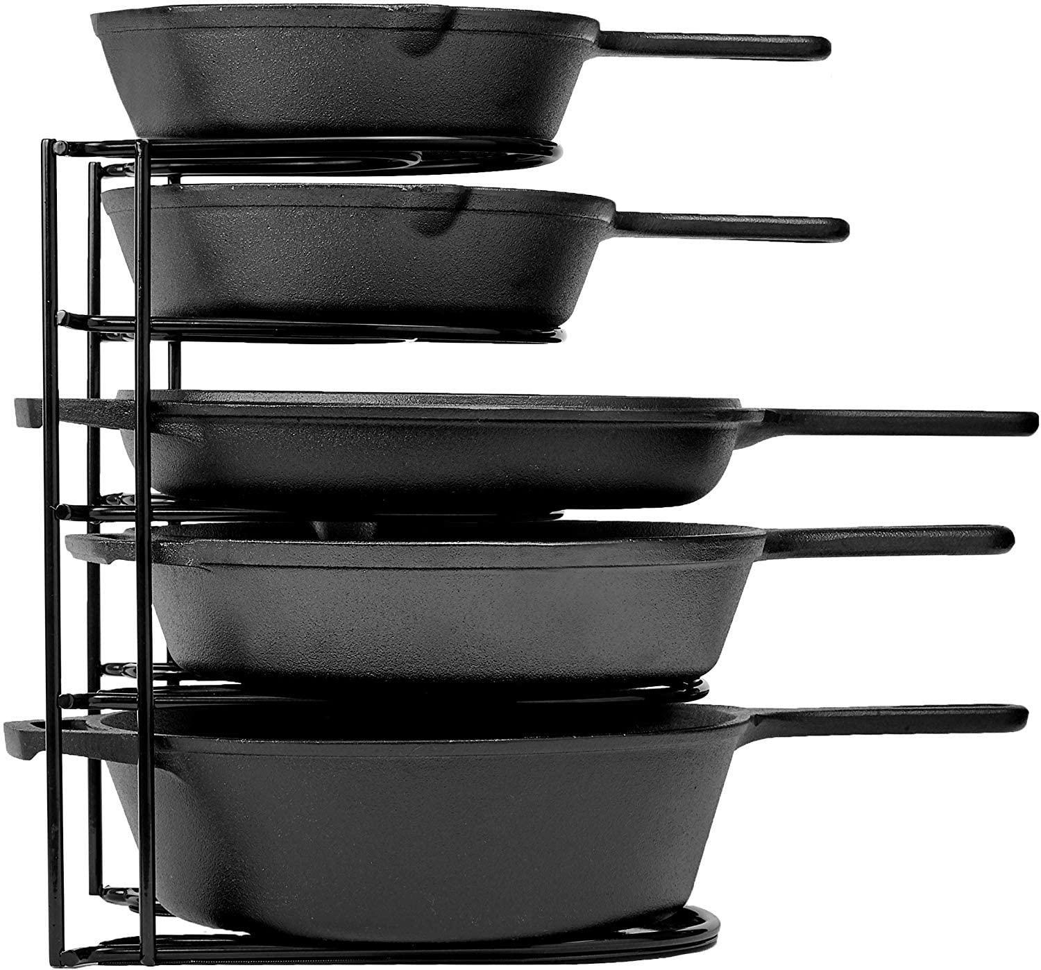 Cuisinel Heavy Duty Pan Organizer, 5 Tier Rack - Holds up to 50 LB - Holds Cast Iron Skillets, Griddles and Shallow Pots