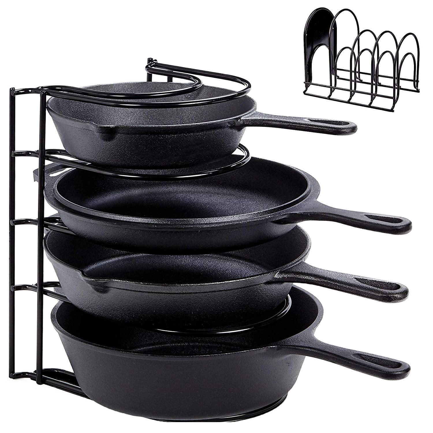 Cuisinel Heavy Duty Pan Organizer, 5 Tier Rack - Holds up to 50 LB - Holds Cast Iron Skillets, Griddles and Shallow Pots