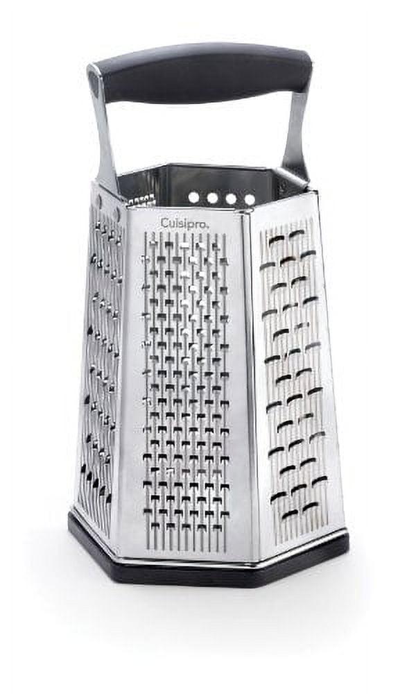 Stainless Steel 6-Sided Box Grater with Black Handle