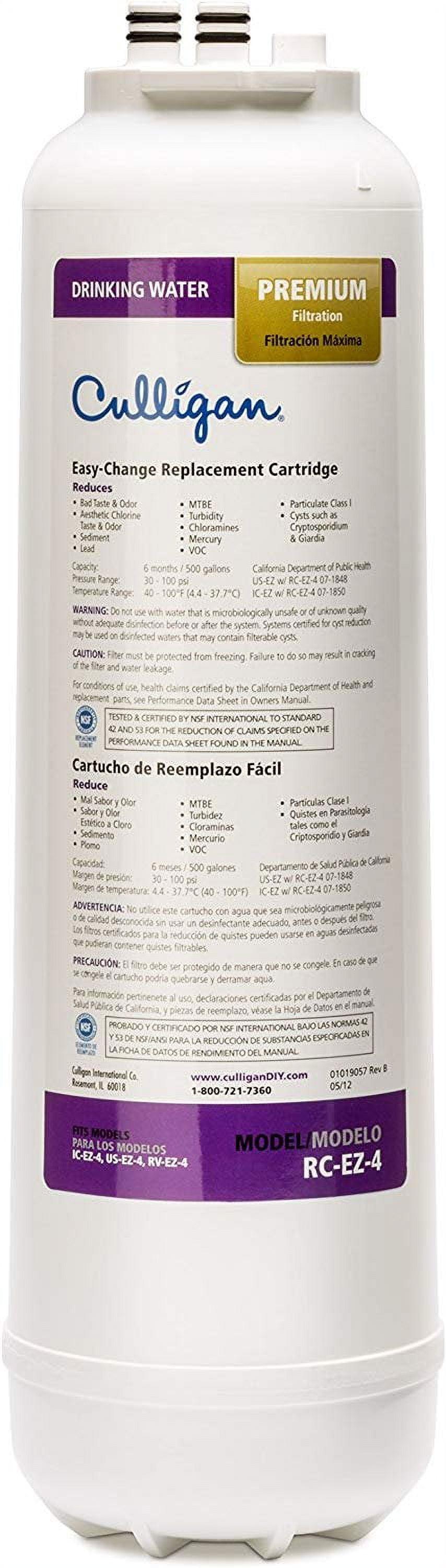 Culligan RC 4 EZ-Change Premium Water Filtration Replacement Cartridge, 500 Gallons, White