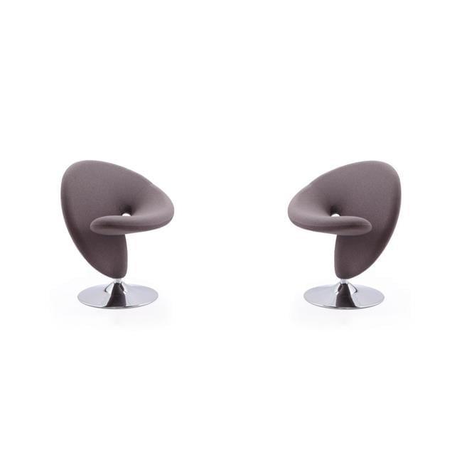 Set of 2 Curl Wool Blend Swivel Accent Chairs Gray - Manhattan Comfort: Modern Armless Design, Metal Frame, No Assembly Required