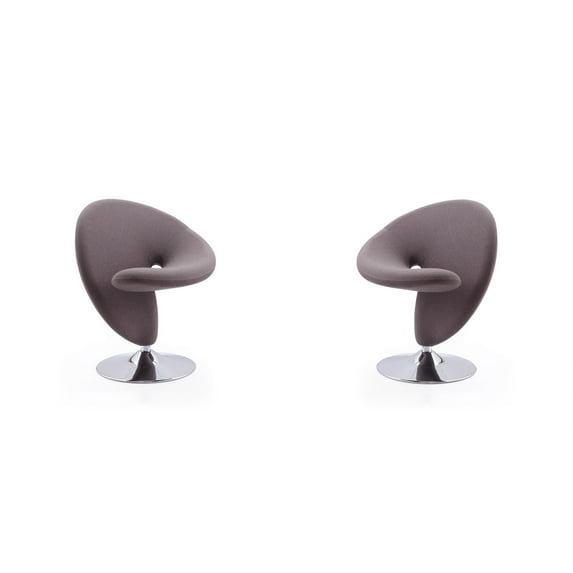 Set of 2 Curl Wool Blend Swivel Accent Chairs Gray - Manhattan Comfort: Modern Armless Design, Metal Frame, No Assembly Required