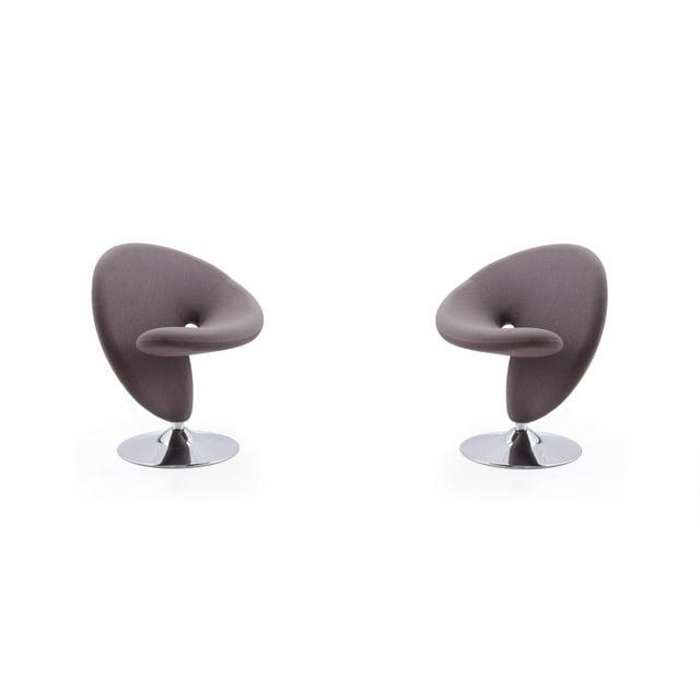 Set of 2 Curl Wool Blend Swivel Accent Chairs Gray - Manhattan Comfort: Modern Armless Design, Metal Frame, No Assembly Required