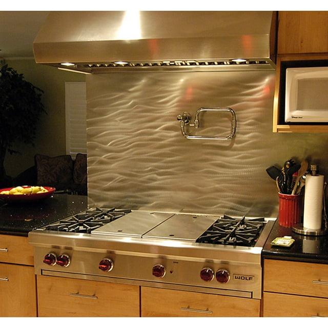Currents Decorative Stainless Steel Kitchen Backsplash 30" x 48"