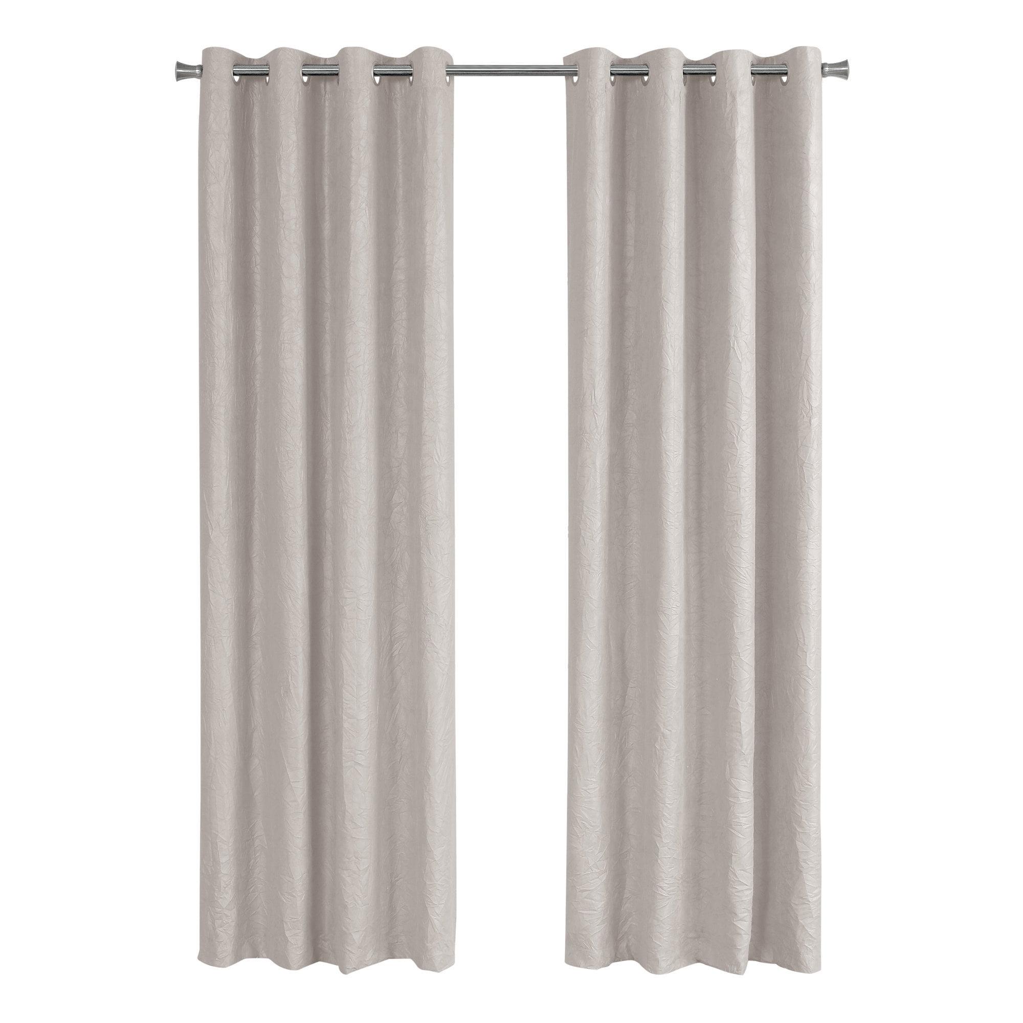 Monarch Specialties Curtain Panel 2Pcs Set Room Darkening Grommet Living Room Bedroom Kitchen Micro Suede Polyester Beige Contemporary Modern
