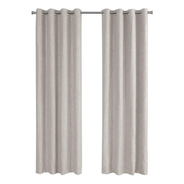 Monarch Specialties Curtain Panel 2Pcs Set Room Darkening Grommet Living Room Bedroom Kitchen Micro Suede Polyester Beige Contemporary Modern