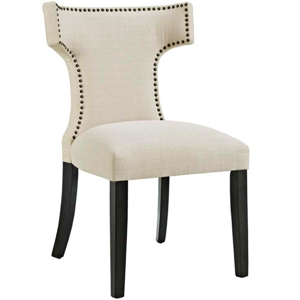 Beige Hourglass Parsons Side Chair with Nailhead Trim