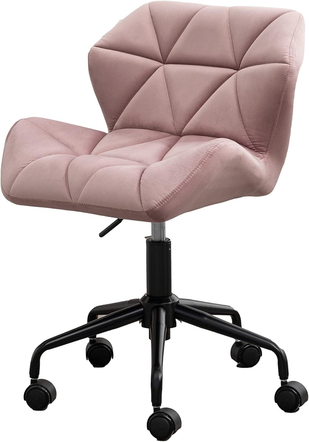 Roundhill Furniture Eldon Diamond Tufted Adjustable Swivel Office Chair, Mauve