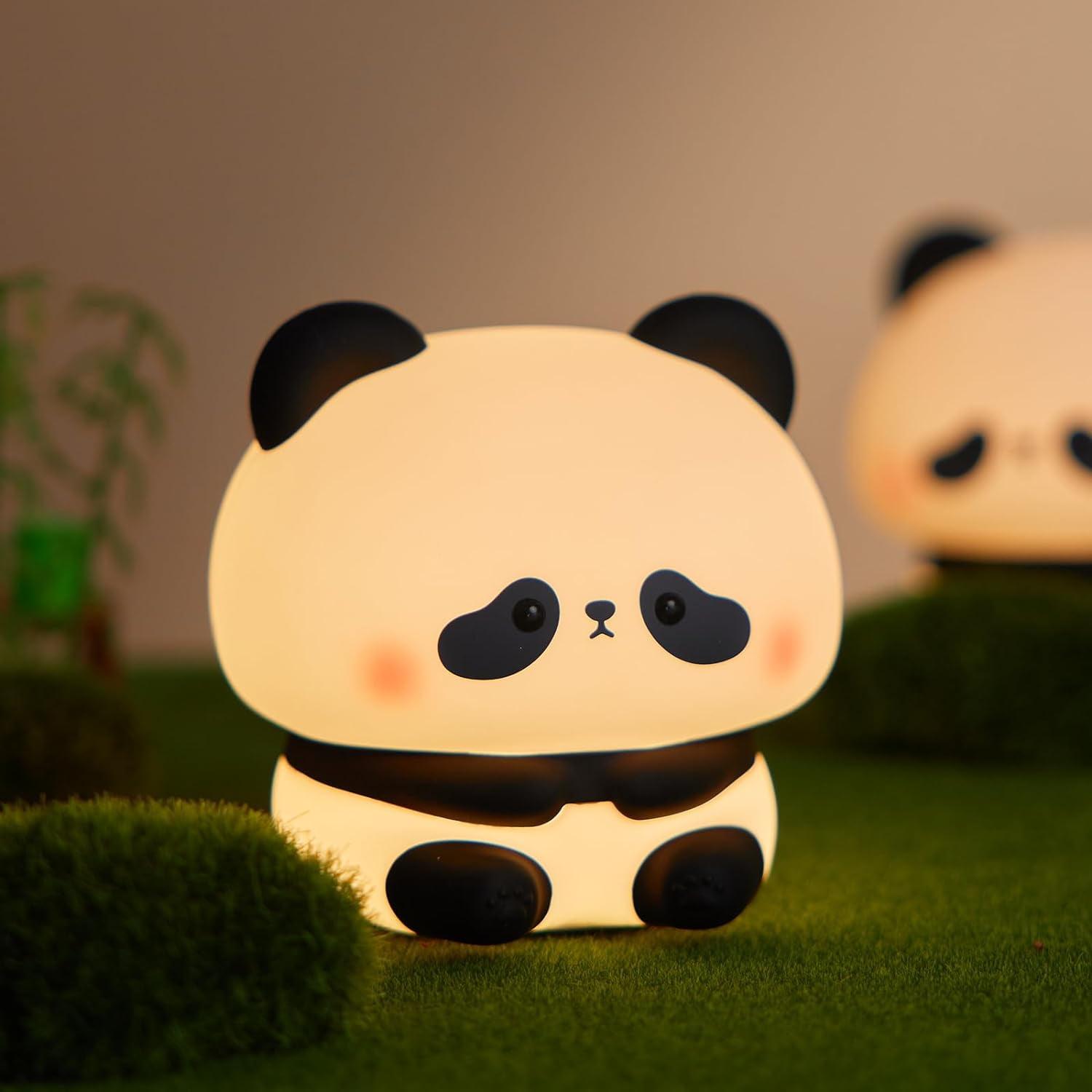 Adorable Dimmable Black and White Silicone Panda Night Light