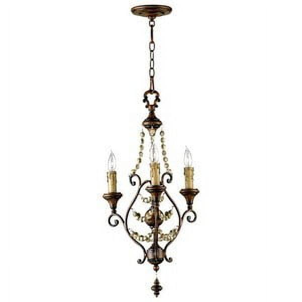 Antiqued Sienna Beaded 16" Iron Chandelier - Traditional Elegance