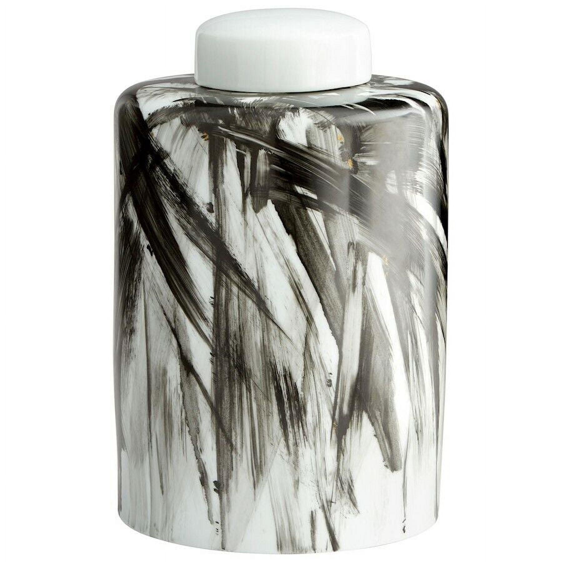 Modern Abstract Black and White Ceramic Decorative Canister