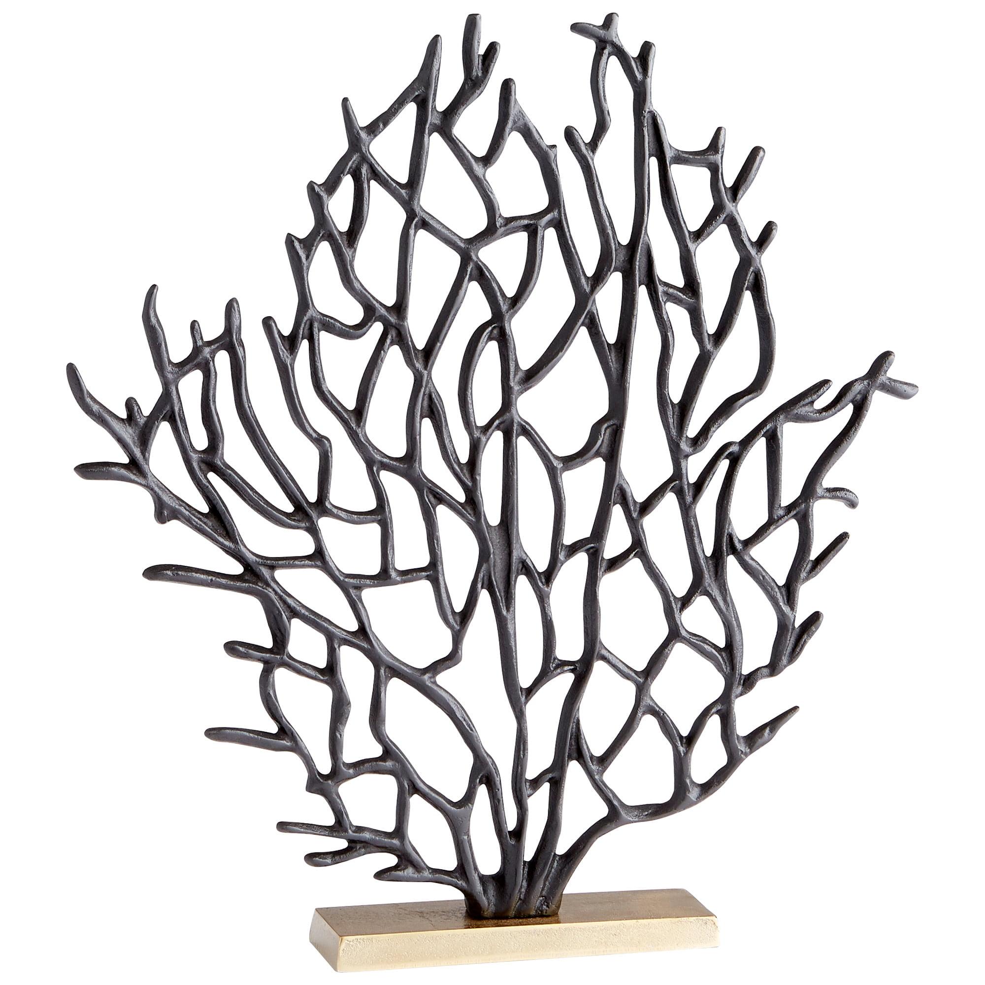 16.75" Black and Gold Aluminum Coral Sculpture