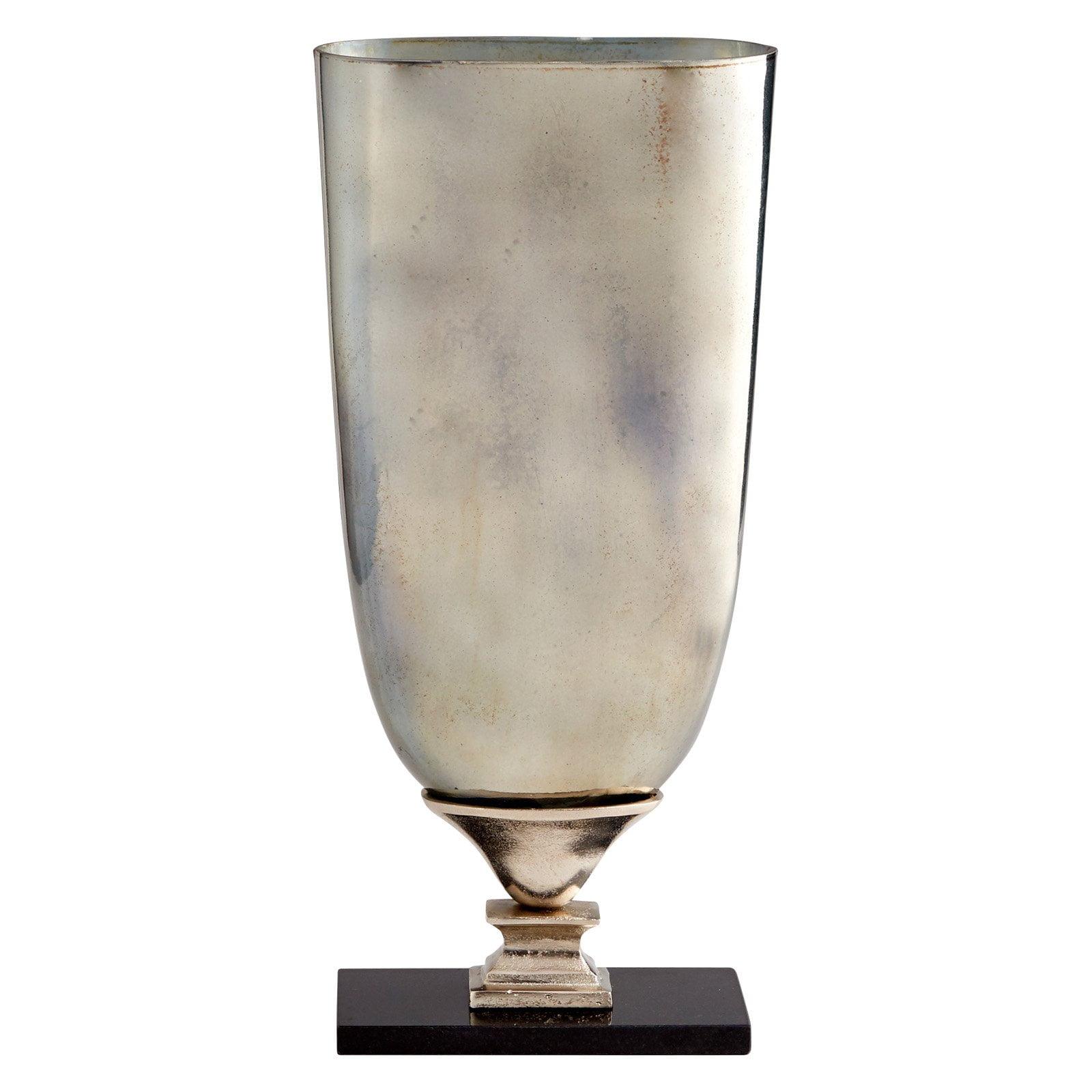 Gray and Silver Glass Decorative Table Vase, 22 Inch