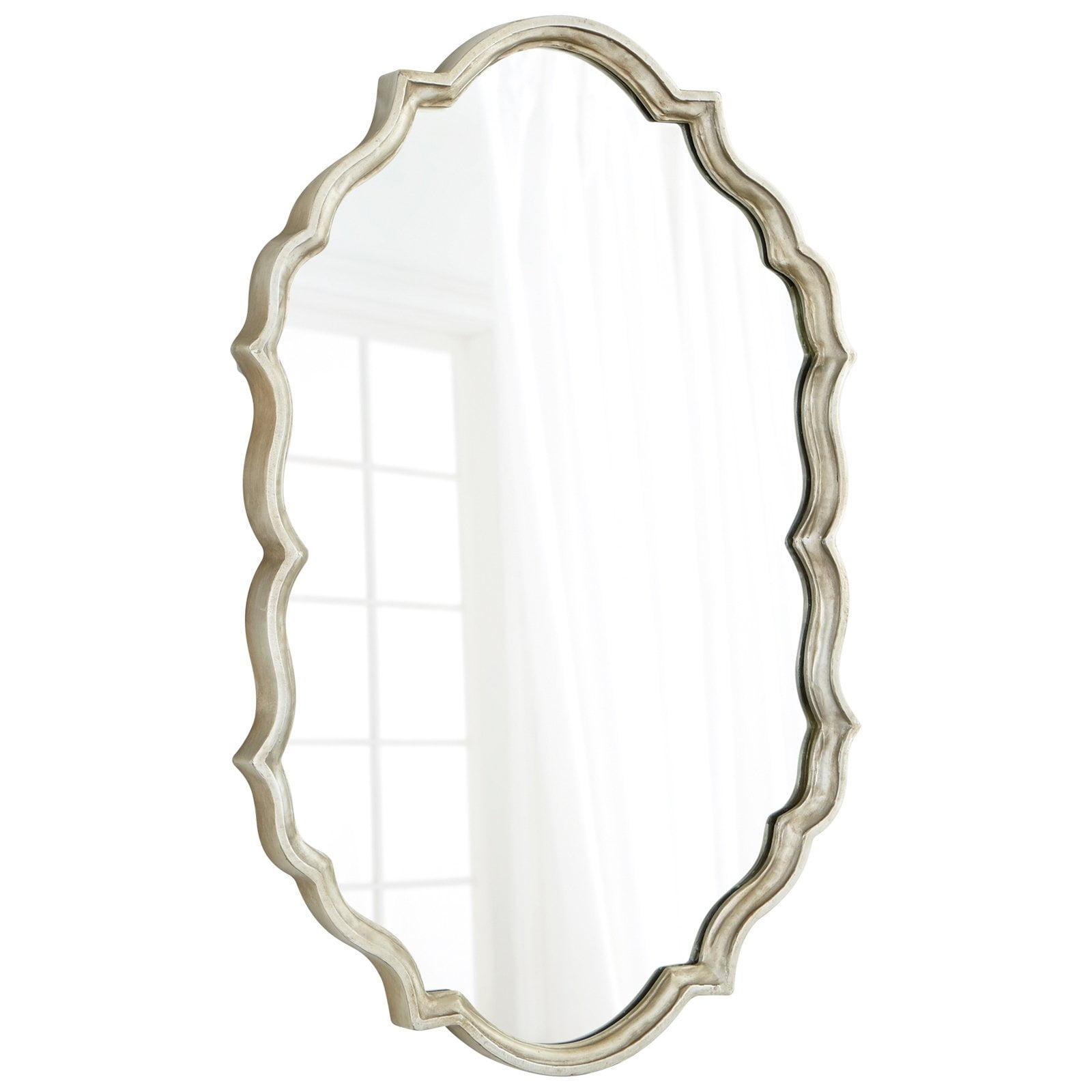Scalloped Edge Silver and Wood Kids Mirror 28.5" x 40.5"