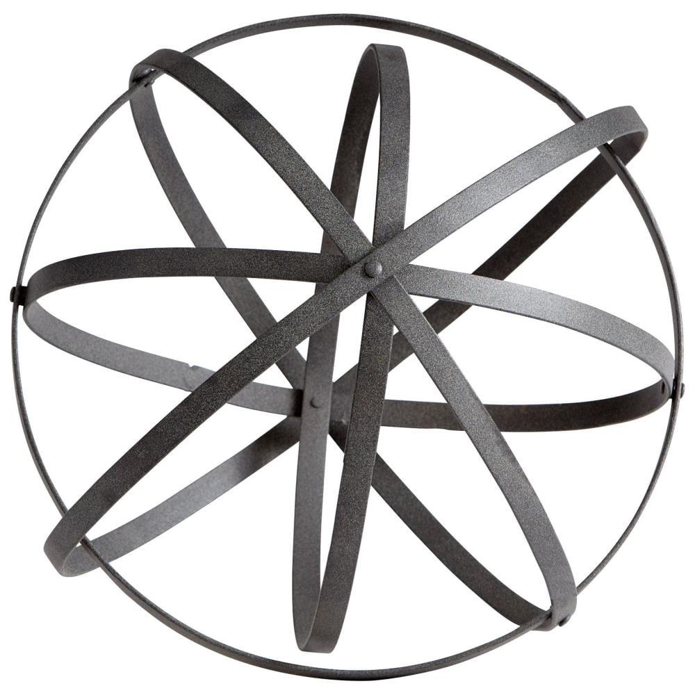 Contemporary 16" Gray Metal Interlocking Rings Sphere Sculpture