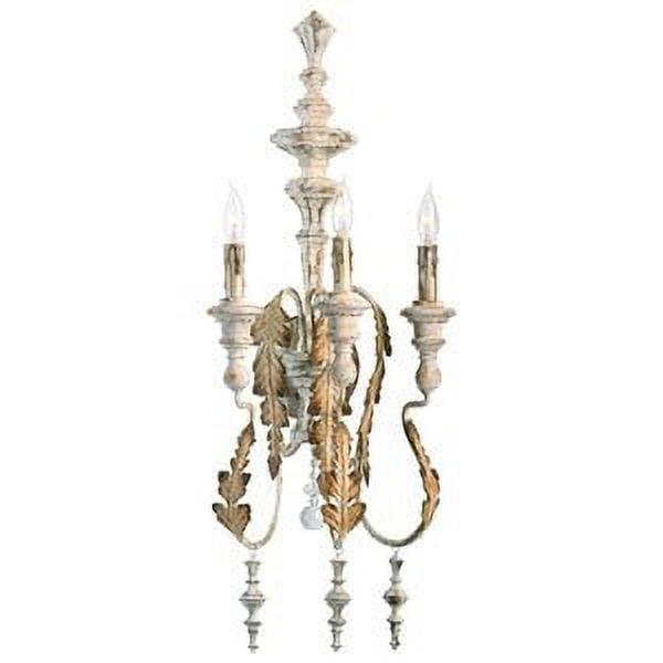 Elegant White Iron Sconce with Crystal Drops and Scrolled Arms