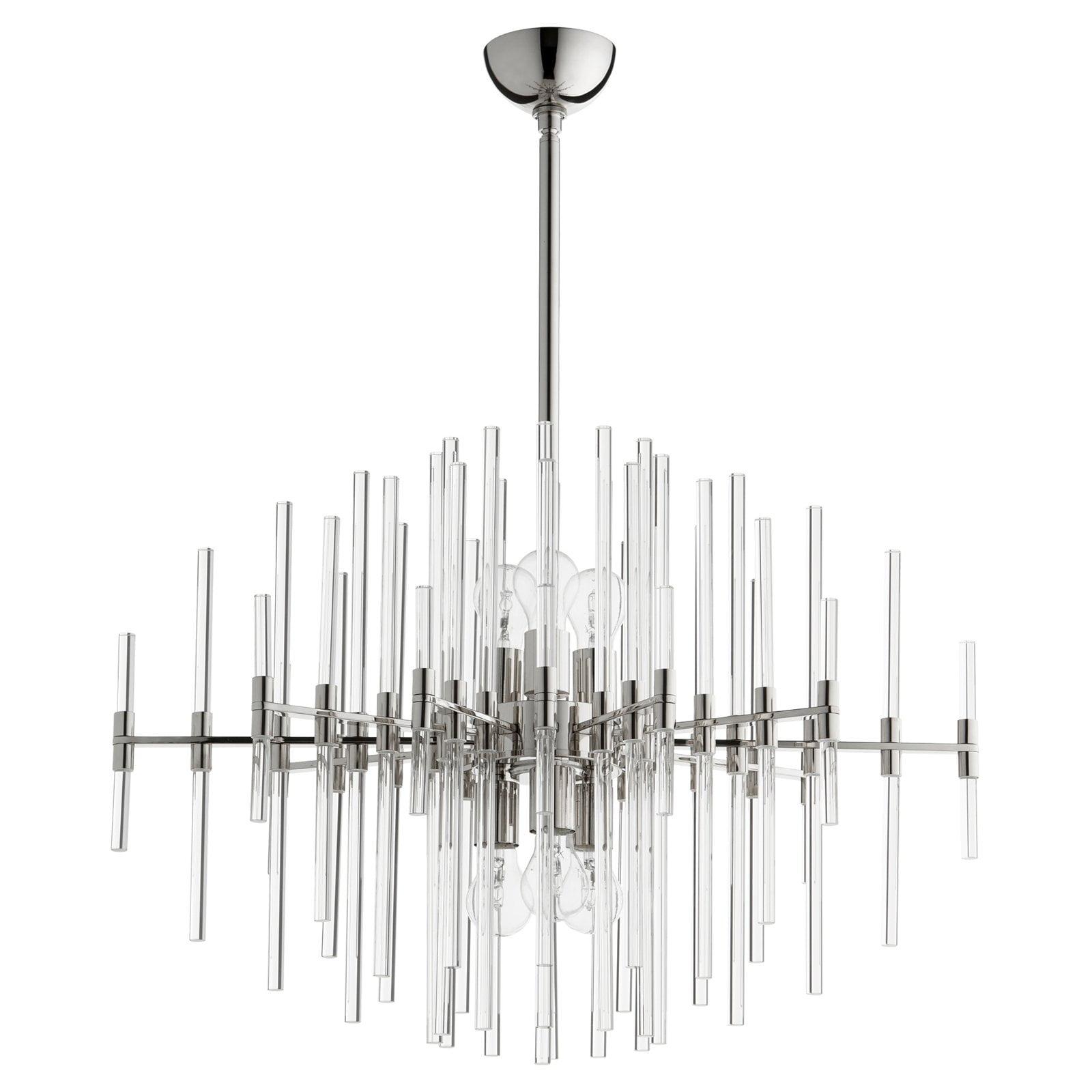 Large Polished Nickel and Glass Geometric Pendant Light