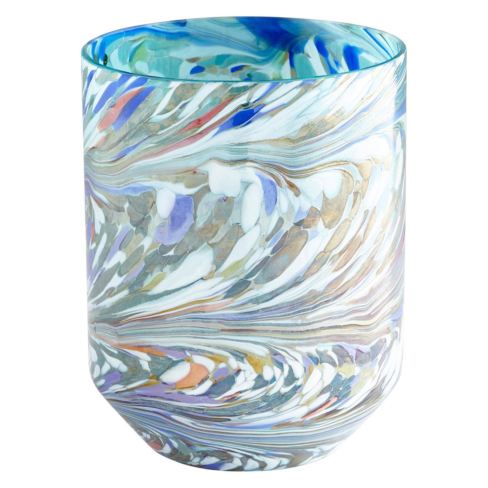 Contemporary Glass Table Vase in Jewel Tones - 7"x9.25"