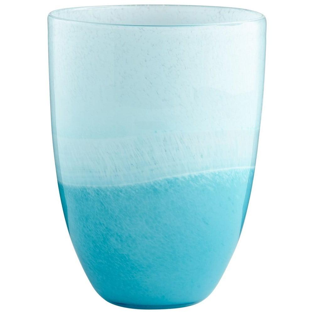 Contemporary Ocean-Inspired Sky Blue Glass Vase 9"