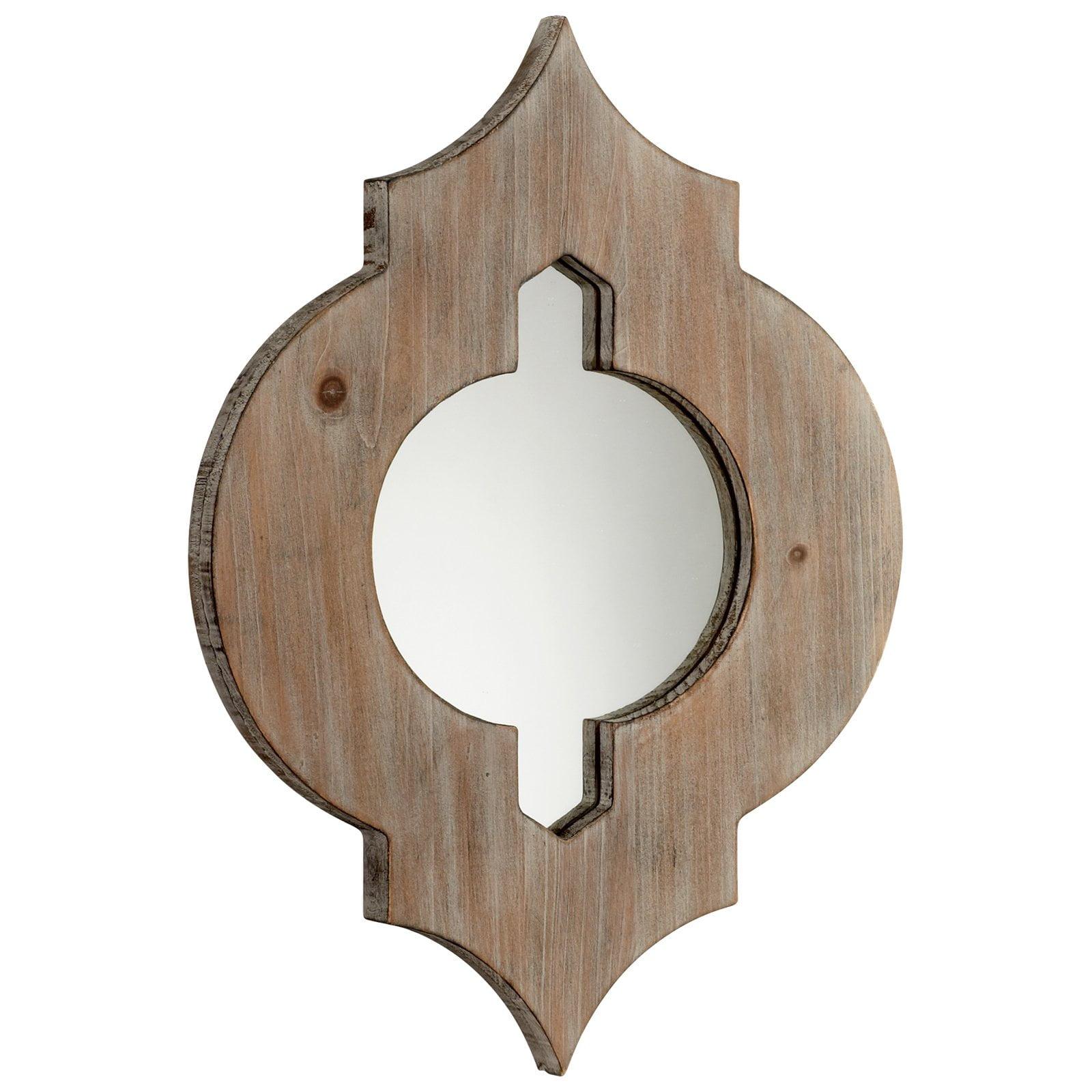 Washed Oak Quatrefoil Wall Mount Accent Mirror