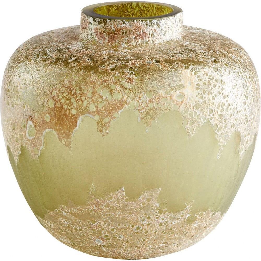 Green Handblown Glass Decorative Table Vase