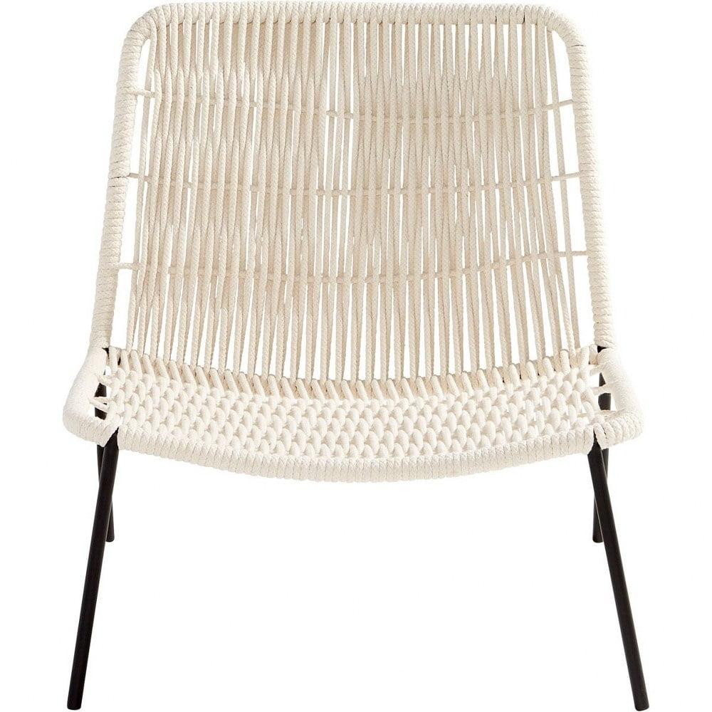 Althea White Cotton Rope and Iron Accent Chair