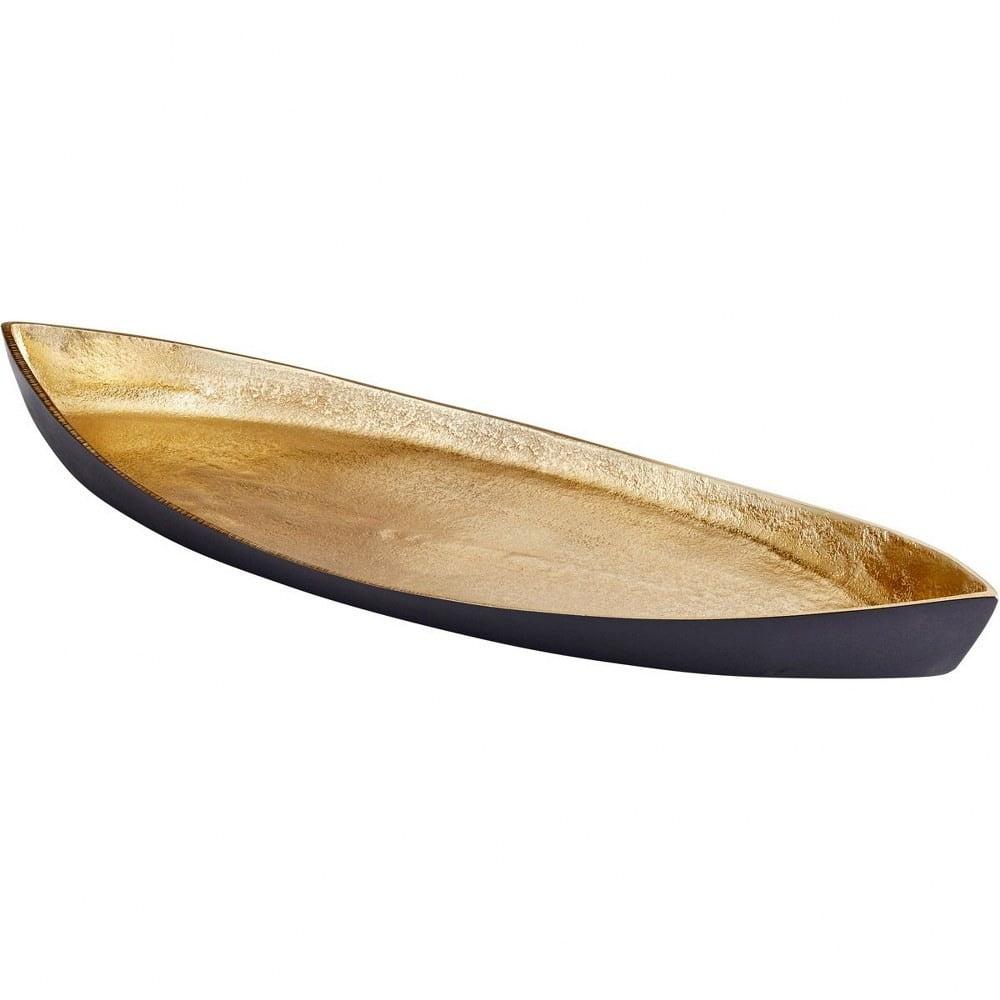 Alumbrar Contemporary Black and Gold Metal Decorative Tray